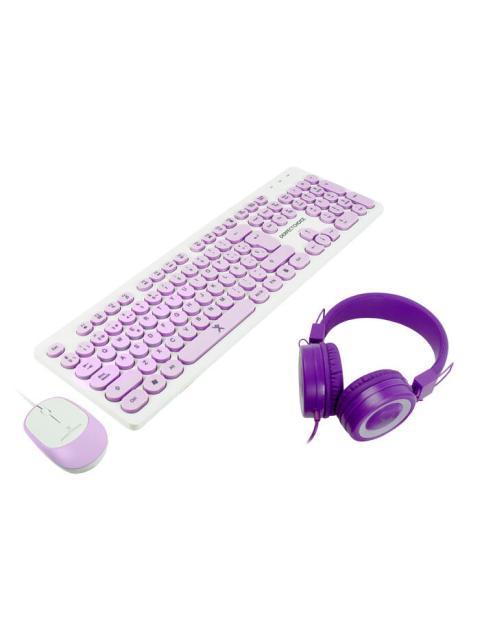 KIT DE TECLADO Y MOUSE PERFECT CHOICE FARBEN 3 EN 1 ALAMBRICO USB MORADO (ESPANOL) - Imagen 3