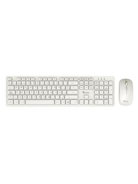 KIT DE TECLADO Y MOUSE STYLOS STPKTM5W INALAMBRICO USB BLANCO ESPANOL