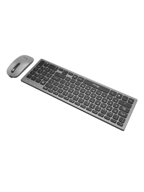 KIT DE TECLADO Y MOUSE STYLOS STPKTM6G INALAMBRICO USB PLATA ESPANOL