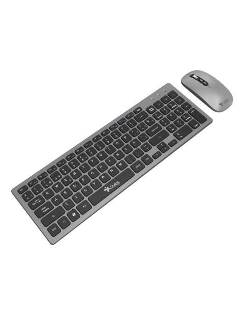 KIT DE TECLADO Y MOUSE STYLOS STPKTM6G INALAMBRICO USB PLATA ESPANOL - Imagen 4