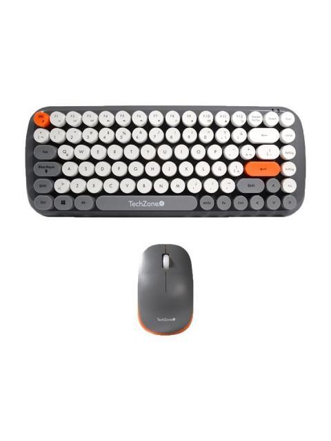 KIT DE TECLADO Y MOUSE TECHZONE TZ20COMB01-INA INALAMBRICO USB GRIS-NARANJA-BLANCO (INGLES)