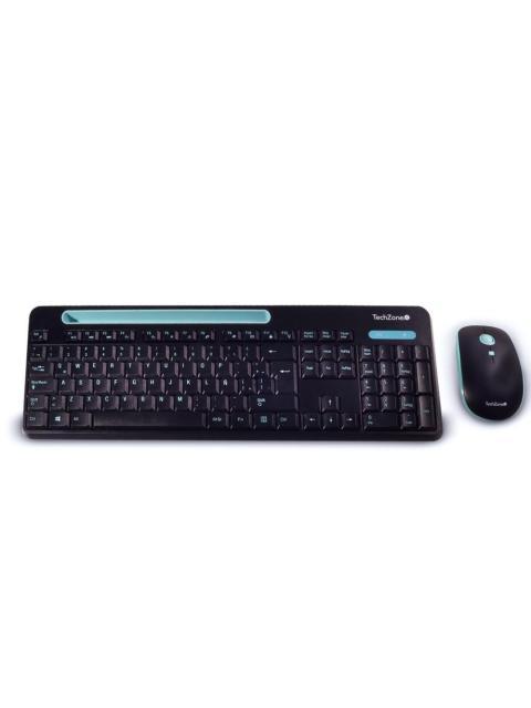 KIT DE TECLADO Y MOUSE TECHZONE TZ20COMB02-INA INALAMBRICO USB NEGRO-AZUL (ESPANOL)