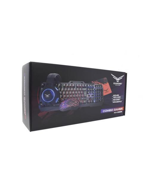 KIT GAMER 4 EN 1 NACEB TECLADO + MOUSE + AUDIFONOS + MOUSEPAD ALAMBRICO USB NEGRO-ROJO (ESPANOL) - Imagen 4