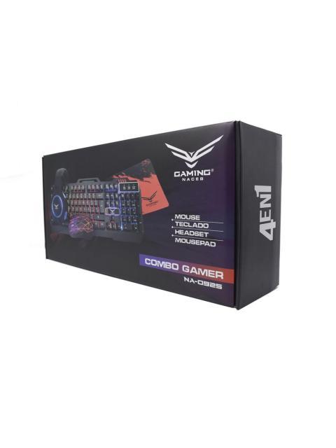 KIT GAMER 4 EN 1 NACEB TECLADO + MOUSE + AUDIFONOS + MOUSEPAD ALAMBRICO USB NEGRO-ROJO (ESPANOL) - Imagen 5