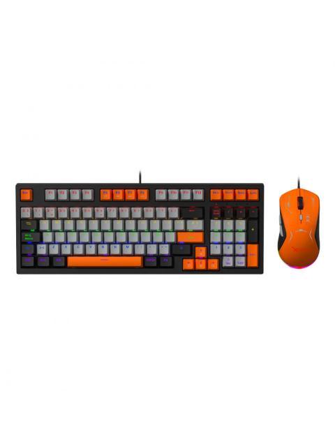 KIT GAMER DE TECLADO Y MOUSE XZEAL XZPKT1NG ALAMBRICO USB GRIS-NARANJA (INGLES) - Imagen 2