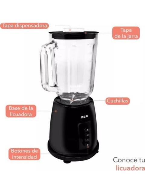 LICUADORA RCA CON VASO DE CRISTAL DOS VELOCIDADES Y PULSO NEGRO RCA - Imagen 5