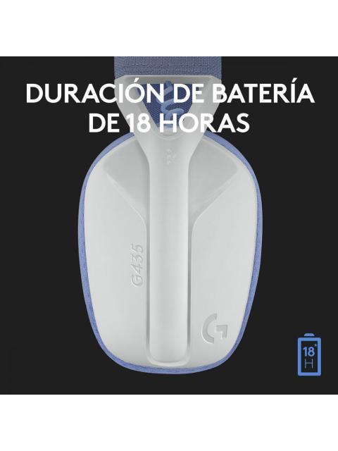 LOGITECH AUDIFONOS GAMER G435 PARA PC-PS4-PS5 INALAMBRICO USB-A BLANCO-LILA - Imagen 8