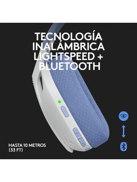 LOGITECH AUDIFONOS GAMER G435 PARA PC-PS4-PS5 INALAMBRICO USB-A BLANCO-LILA - Imagen 9