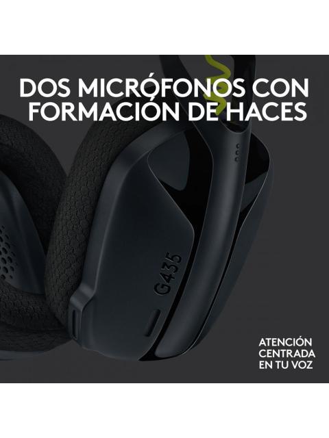 LOGITECH AUDIFONOS GAMER G435 PARA PC-PS4-PS5 INALAMBRICO USB-A NEGRO - Imagen 8
