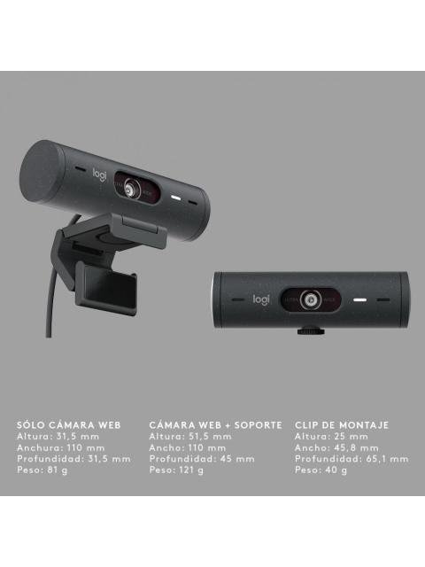 LOGITECH WEBCAM BRIO 500 CON MICROFONO 4MP 1920 X 1080 PIXELES USB-C NEGRO - Imagen 9