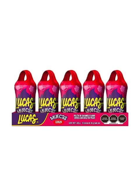 LUCAS MUECAS CEREZA ENCHILADA PALETA CON CHILE EN POLVO 10 PZ