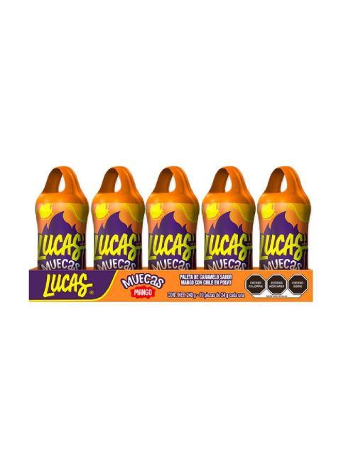 LUCAS MUECAS MANGO ENCHILADO PALETA CON CHILE EN POLVO 10 PZ