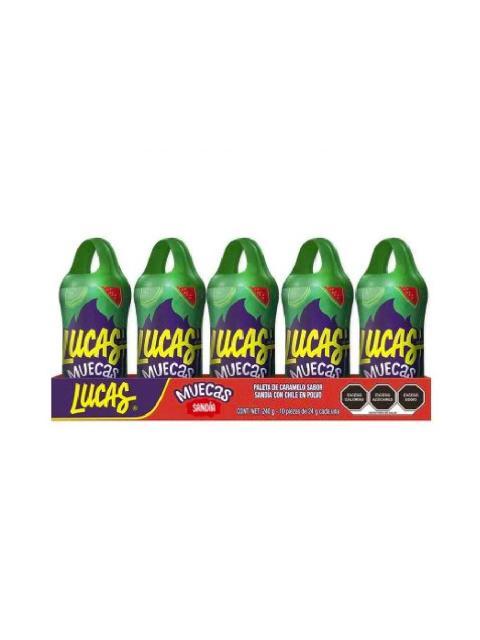 LUCAS MUECAS SANDIA ENCHILADA PALETA CON CHILE EN POLVO 10 PZ