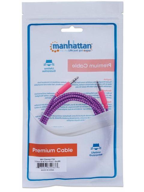 MANHATTAN 3.5MM MACHO - 3.5MM MACHO CON RECUBRIMIENTO TEXTIL 1.8 METROS MORADO-ROSA - Imagen 4