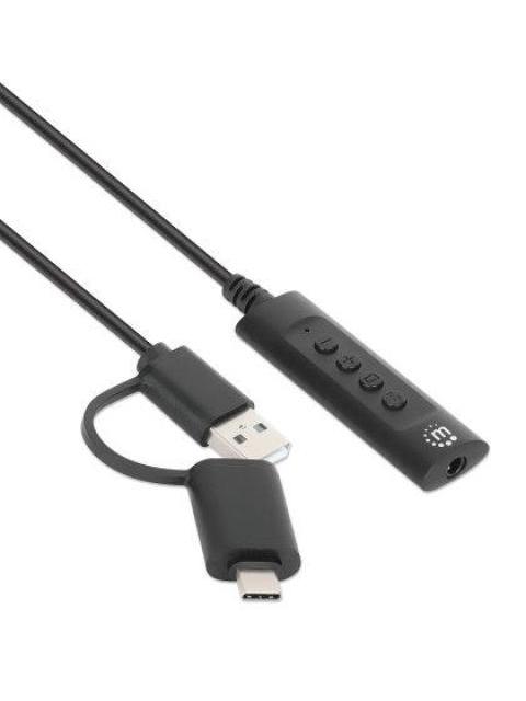 MANHATTAN ADAPTADOR DE AUDIO USB C-USB A MACHO - 3.5MM HEMBRA NEGRO - Imagen 2