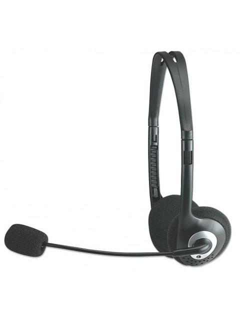 MANHATTAN AUDIFONOS CON MICROFONO 164429 ALAMBRICO NEGRO-PLATA - Imagen 2