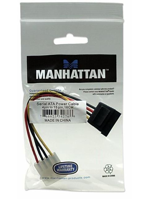 MANHATTAN CABLE 4-PIN MOLEX MACHO - 15-PIN SATA MACHO 16CM - Imagen 3