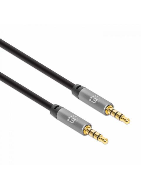 MANHATTAN CABLE AUX 3.5MM MACHO - 3.5MM MACHO 1 METRO NEGRO-PLATA - Imagen 2