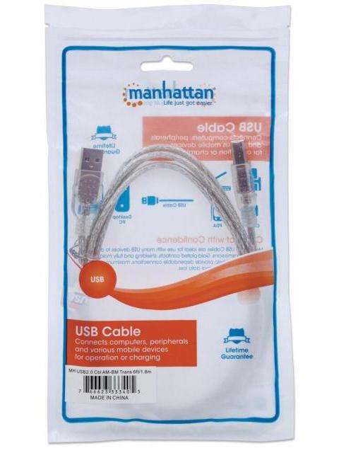 MANHATTAN CABLE DE ALTA VELOCIDAD USB 2.0 USB A MACHO - USB B MACHO 1.8 METROS PLATA - Imagen 5
