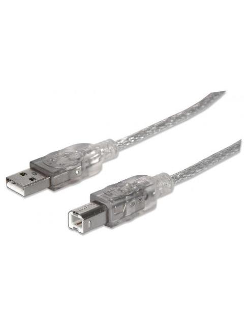 MANHATTAN CABLE DE ALTA VELOCIDAD USB 2.0 USB A MACHO - USB B MACHO 3 METROS PLATA