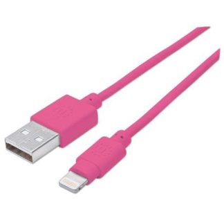 MANHATTAN CABLE DE CARGA ILYNK CERTIFICADO MFI LIGHTNING MACHO - USB A MACHO 1 METRO ROSA PARA IPOD-IPHONE-IPAD