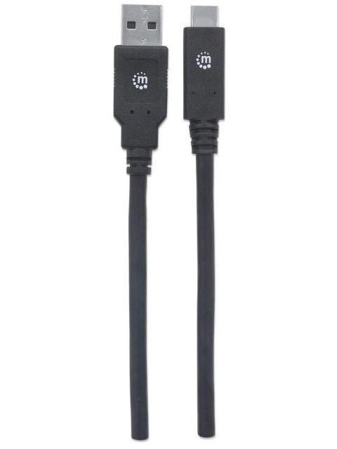 MANHATTAN CABLE DE CARGA USB A MACHO - USB C MACHO 2 METROS NEGRO - Imagen 2