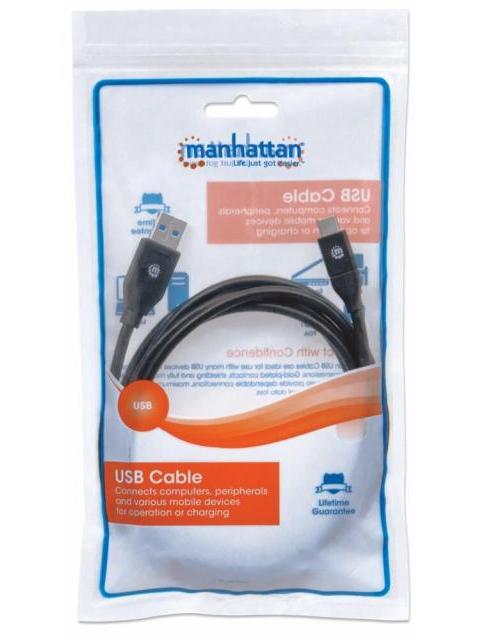MANHATTAN CABLE DE CARGA USB A MACHO - USB C MACHO 2 METROS NEGRO