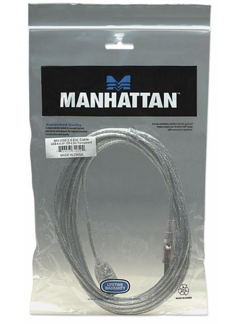 MANHATTAN CABLE EXTENSION DE ALTA VELOCIDAD USB 2.0 USB A MACHO - USB A HEMBRA 4.5 METROS PLATEADO - Imagen 2