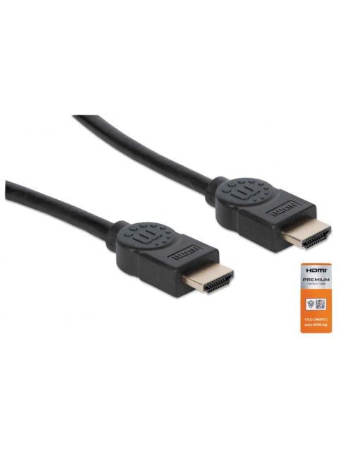 MANHATTAN CABLE CON CERTIFICACION PREMIUM HDMI 2.0 MACHO - HDMI 2.0 MACHO 4K 60HZ 1 METRO NEGRO - Imagen 2