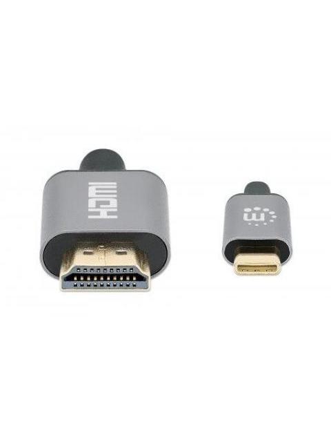 MANHATTAN CABLE HDMI-A MACHO - USB-C MACHO 4K 60HZ 1 METRO NEGRO-GRIS - Imagen 3