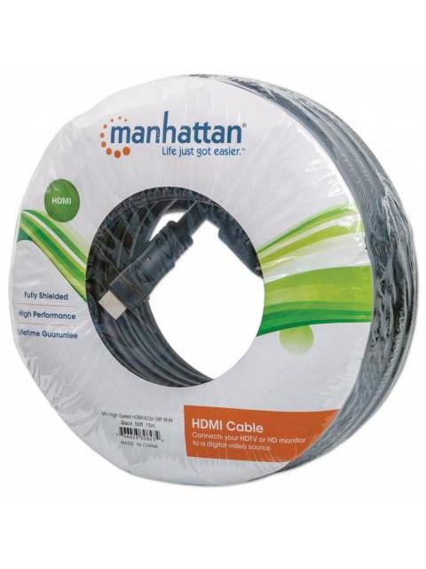 MANHATTAN CABLE HDMI DE ALTA VELOCIDAD BLINDADO HDMI MACHO - HDMI MACHO 4K 30HZ 3D 15 METROS NEGRO - Imagen 5