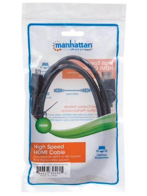MANHATTAN CABLE HDMI DE ALTA VELOCIDAD MINI HDMI MACHO - HDMI MACHO 4K 1.8 METROS NEGRO - Imagen 4