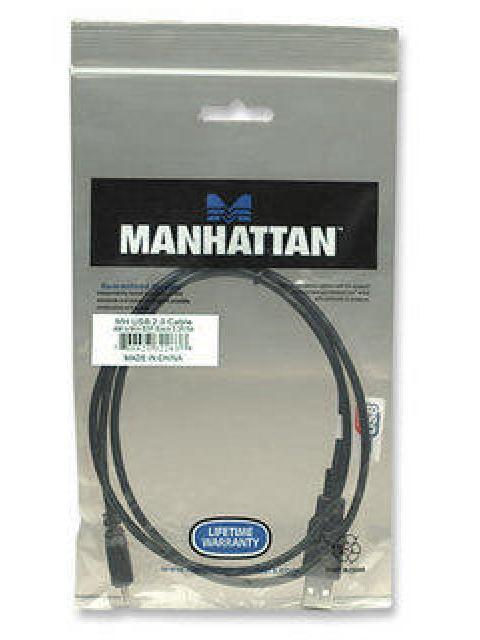 MANHATTAN CABLE USB 2.0 USB A MACHO - MINI USB B MACHO 1 METRO NEGRO - Imagen 2
