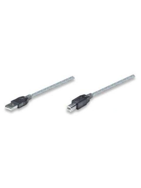 MANHATTAN CABLE USB A MACHO - USB B MACHO 11 METROS PLATA