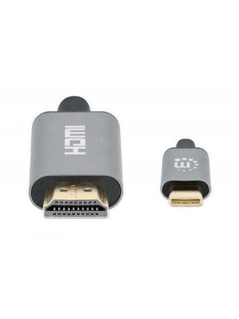 MANHATTAN CABLE USB C MACHO - HDMI MACHO 2 METROS NEGRO-PLATA - Imagen 3