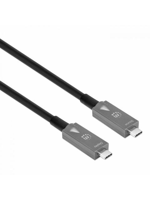MANHATTAN CABLE USB C MACHO - USB C MACHO 10 METROS GRIS-NEGRO - Imagen 2