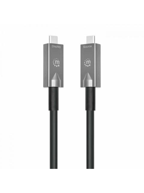 MANHATTAN CABLE USB C MACHO - USB C MACHO 10 METROS GRIS-NEGRO - Imagen 4