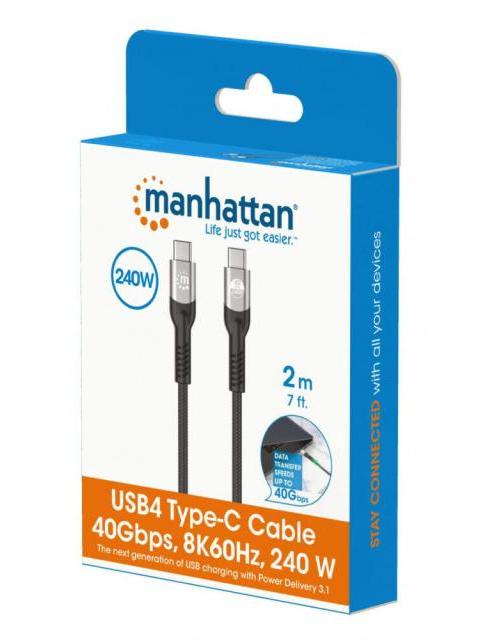 MANHATTAN CABLE USB-C MACHO - USB-C MACHO 2 METROS - Imagen 2