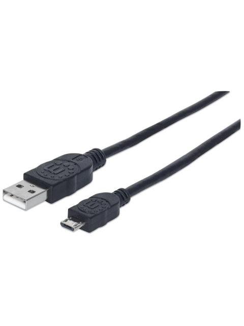 MANHATTAN CABLE USB DE ALTA VELOCIDAD USB 2.0 A MACHO - MICRO USB 2.0 B MACHO 3 METROS NEGRO