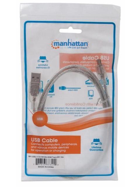 MANHATTAN CABLE USB MACHO- USB MINI MACHO 1.8 METROS TRANSPARENTE - Imagen 6
