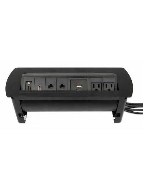 MANHATTAN CAJA PARA MESA 164856 2 PUERTOS + 2X USB NEGRO - Imagen 6