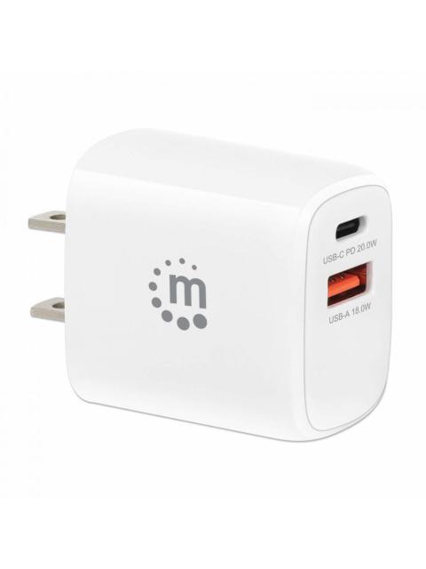 MANHATTAN CARGADOR DE PARED 20W 1X USB 3.0 1X USB C BLANCO - Imagen 3