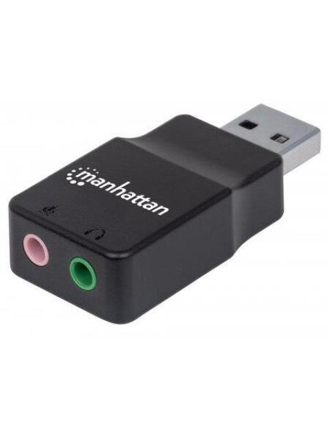 MANHATTAN CONVERTIDOR USB A AUDIO NEGRO