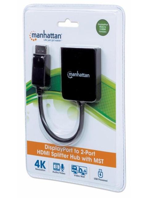 MANHATTAN DIVISOR DE VIDEO DISPLAYPORT MACHO - 2X HDMI HEMBRA NEGRO - Imagen 4