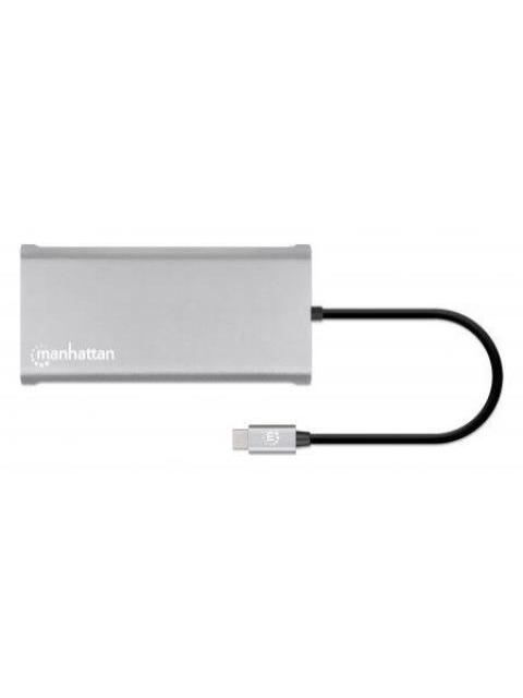 MANHATTAN DOCKING STATION 130660 USB C 4X USB 2X USB C 3X HDMI 1X RJ-45 1X SD 1X MICRO SD GRIS - Imagen 2