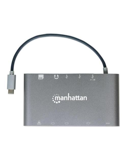 MANHATTAN DOCKING STATION 152808 USB C 3X USB 3.0 1X USB C 1X HDMI 1X VGA PLATA - Imagen 3