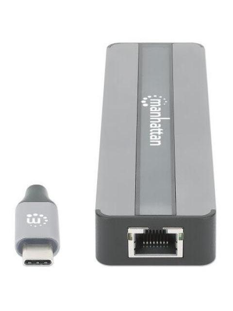 MANHATTAN DOCKING STATION 153928 USB C 2X USB 3.2 1X USB C 1X HDMI SD-MICROSD PLATA - Imagen 3