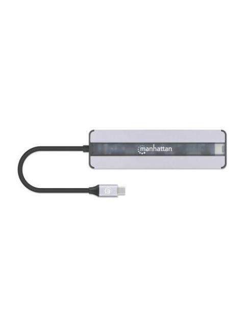 MANHATTAN DOCKING STATION 153928 USB C 2X USB 3.2 1X USB C 1X HDMI SD-MICROSD PLATA - Imagen 4