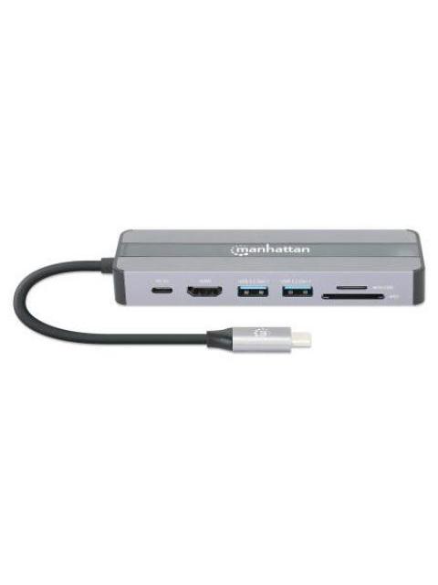 MANHATTAN DOCKING STATION 153928 USB C 2X USB 3.2 1X USB C 1X HDMI SD-MICROSD PLATA - Imagen 5
