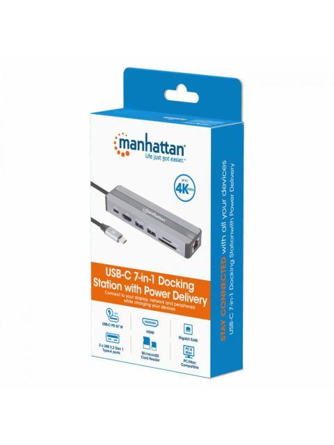 MANHATTAN DOCKING STATION 153928 USB C 2X USB 3.2 1X USB C 1X HDMI SD-MICROSD PLATA - Imagen 7
